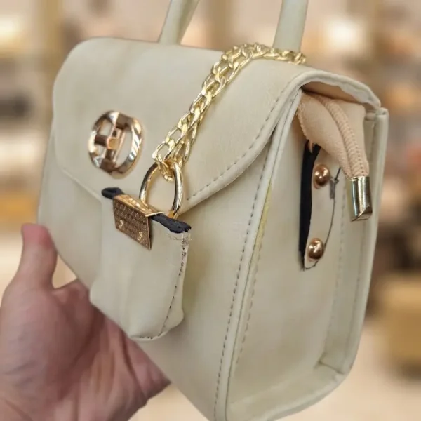 کیف دستی و مجلسی زنانه رنگ شیری