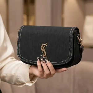 کیف دستی و دوشی مشکی طرح YSL مدل پاسپورتی