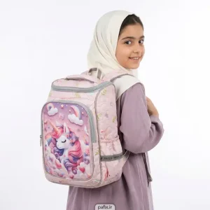 کوله‌ پشتی صورتی طرح اسب تک‌ شاخ